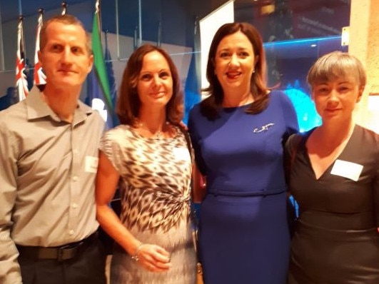 Queensland head fire behaviour analyst Andrew Sturgess, Adelaide Bureau of Meteorology and research scientist Dr Mika Peace, Queensland Premier Annastacia Palaszczuk, Victorian meteorologist Claire Yeo. 