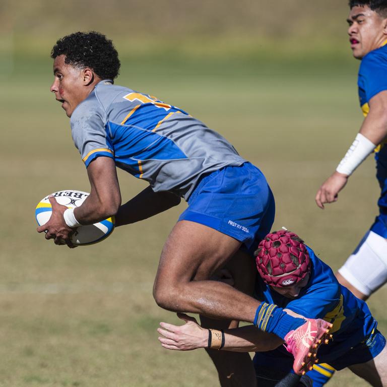 Treyvon Pritchard of Churchie 1st XV against Toowoomba Grammar School 1st XV in Round 4 GPS Queensland Rugby at TGS Old Boys Oval, Saturday, August 3, 2024. Picture: Kevin Farmer