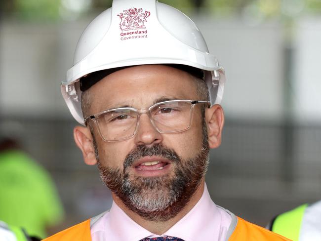 L to R, Angela Moody as Productivity Commissioner,  David Janetzki, the Treasurer &Minist er for Housing Sam OÃ•Connor, at a news conference, at Construction Site, Cleveland Street, Stones Corner - on April 24th 2025 - Photo Steve Pohlner