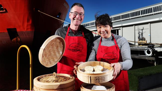 Dave and Cassandra Rolph of Deep End Farm at Geeveston with their Taiwanese steamed buns Bao Zi are planning on having a stall again at The Taste of Tasmania in 2019/2020 after previous successful stints.  Picture: NIKKI DAVIS-JONES