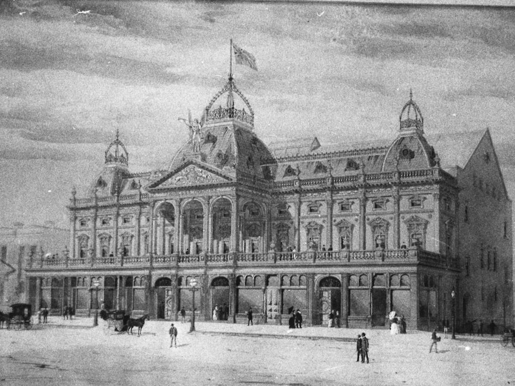 The princess theatre in 1870. A watercolour image by William Pitt shown at La Trobe library