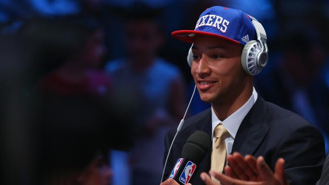 Ben Simmons is interviewed after going No.1. Picture: Getty Images