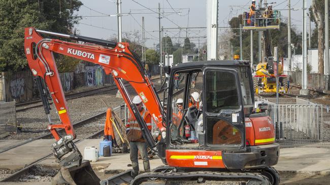 Buckley St level crossing works are about to ramp up so the crossing can be removed by October. Picture:Rob Leeson.