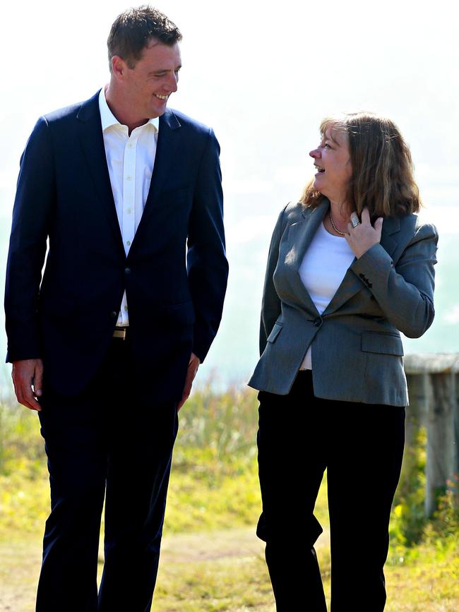 Mayor Michael Regan and Sue Heins at Dee Why Lagoon in 2017. Adam Yip/ Manly Daily