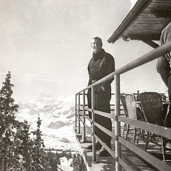 Freddie enjoying St Moritz. Picture: Reproduced with permission from The Scandalous Freddie McEvoy, by Frank Walker (Hachette)