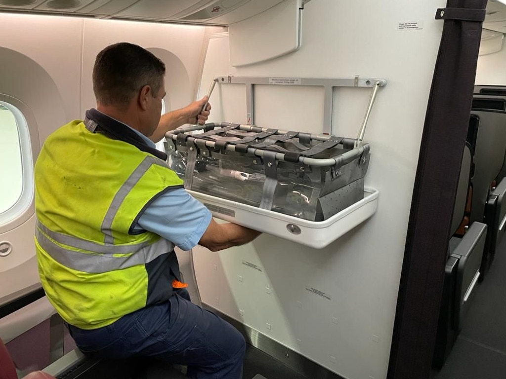 The plane is currently in Melbourne where it will undergo a series of pre-service checks and modifications before entering commercial service. Picture: Qantas