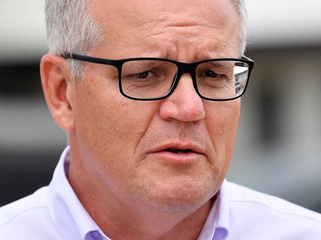 Prime Minster Scott Morrison visits Nolan Meats, Gympie, after devastating floods. Picture: Patrick Woods.