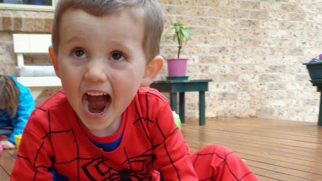 New photo of Missing  boy William Tyrrell wearing  the actual Spiderman suit in which he disappeared in. Exhibit image released by the William tyrrell Inquest. Supplied