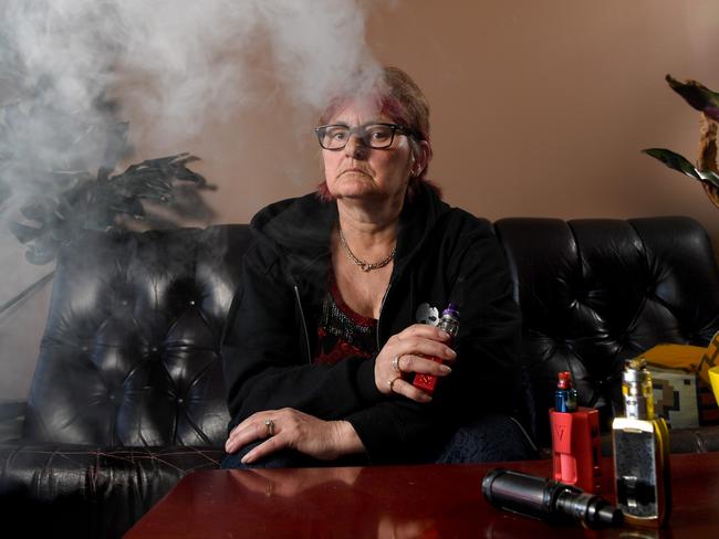 Margie Harding took up vaping and quit smoking after losing her husband to lung cancer. Picture: Tricia Watkinson