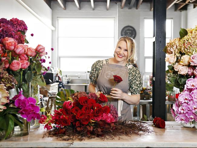 DAILY TELEGRAPH - 5.2.25Owner and florist at Twig and Vine in Summer Hill, Linda Jamieson, pictured at work today getting ready for Valentines Day. Picture: Sam Ruttyn