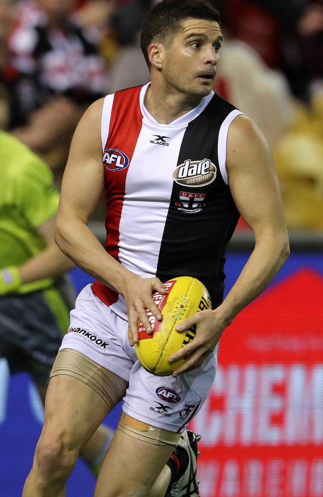 St Kilda’s Leigh Montagna is yet to decide if he’ll play on. Picture: Michael Klein