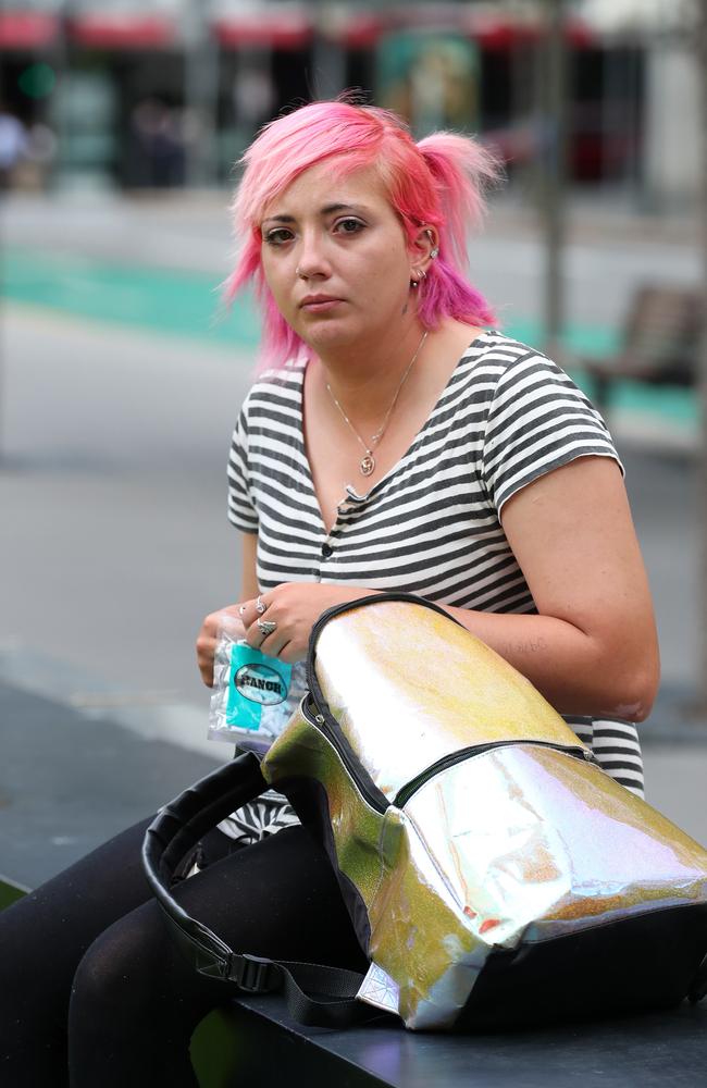 Jessica Maree Laing outside the Brisbane District Court where she was sentenced for a wounding. Photographer: Liam Kidston