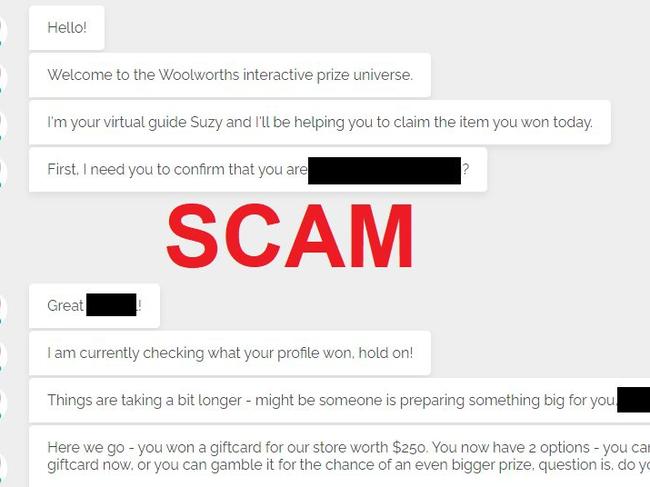 Shoppers have posted to social media about  scammers posing as Woolworths requesting personal information. Picture: Supplied via NCA NewsWire