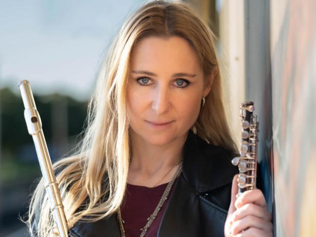 Dr Janelle Colville Fletcher in publicity shots for her Fringe show So Flutatious is the current head of the Tabor Music Department at Tabor College, Adelaide. Picture: Supplied