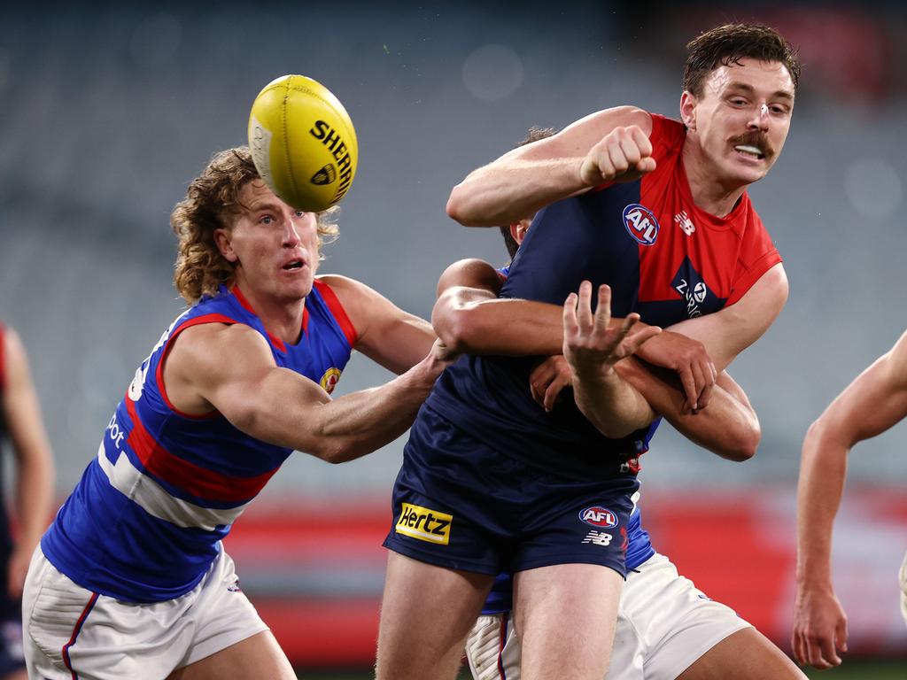 Jake Lever might have to contend with a defensive forward attempting to shut him down. Picture: Michael Klein