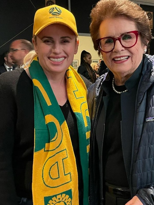 Aussie actress Rebel Wilson with Billie Jean King at the semi final match. Picture: Instagram