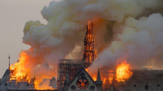 Smoke billows from the roof of the Notre-Dame de Paris. Picture; AFP.