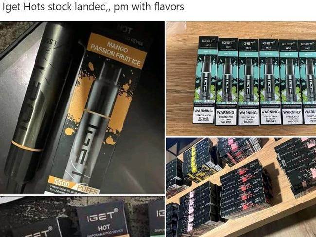 Vapes being sold illegally on social media. Picture: Supplied