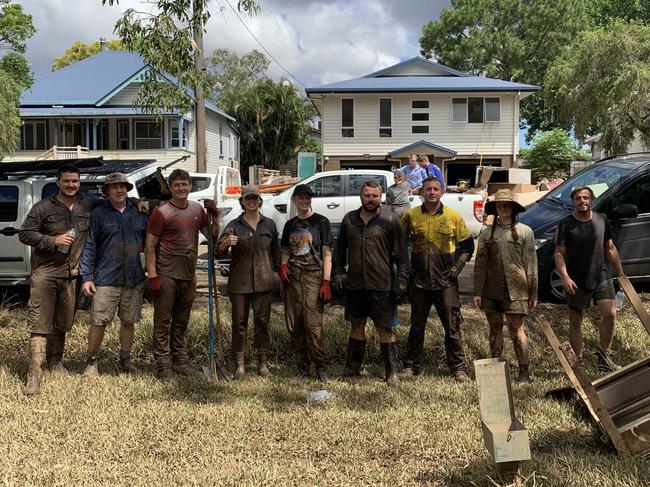 Volunteers clean up in Cromer St, South Lismore. Picture: Cath Piltz