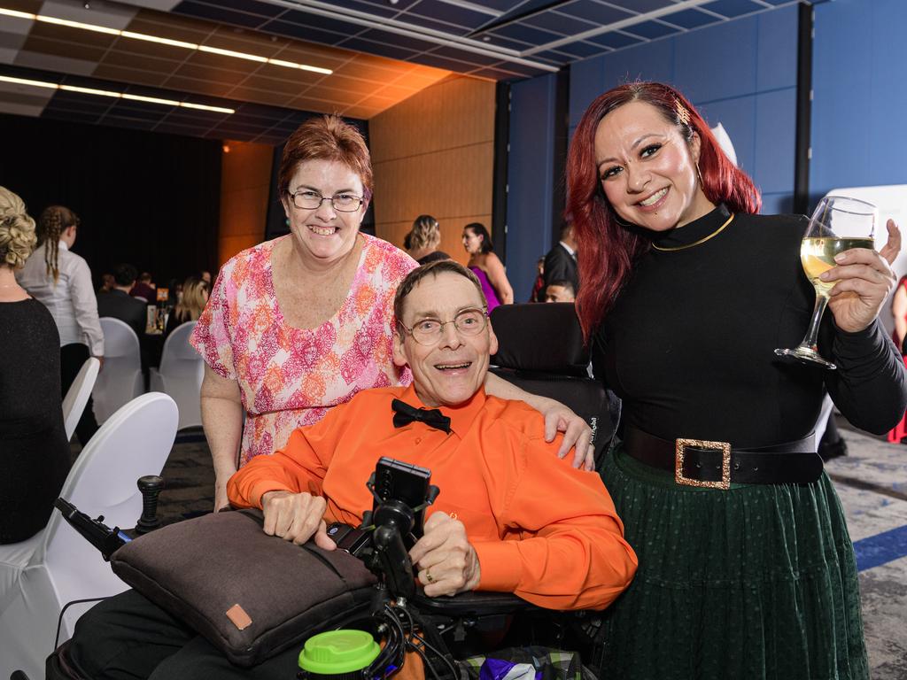 Linda and Peter Tully with Nicole Pacheco (right) at the Business disAbility Awards of Australia at Edmund Rice Cultural Centre, Saturday, May 17, 2025. Picture: Kevin Farmer