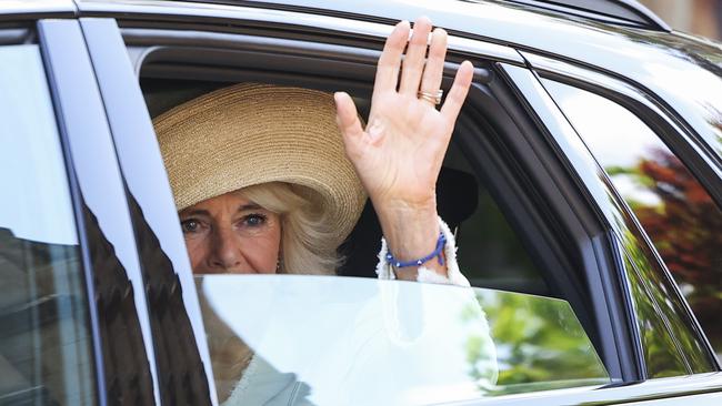 Queen Camilla waves during departure from St. Thomas's Anglican Church, on October 20, 2024 in Sydney, Australia. Photo: Toby Melville-Pool/Getty Images