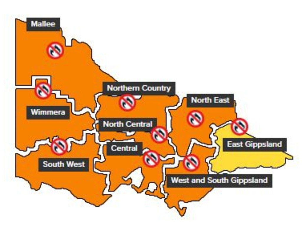 Total fire plans are in place for all of Victioria except eastern Gippsland. Picture: CFA.