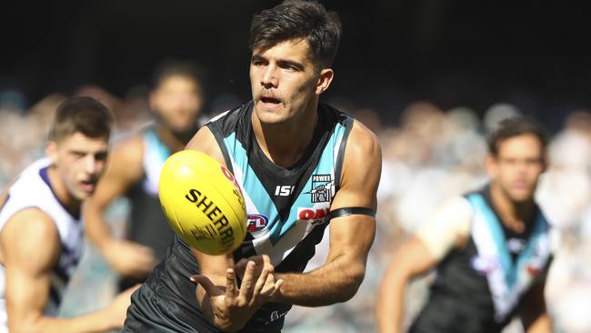 Riley Bonner in action against Fremantle. Picture: Sarah Reed