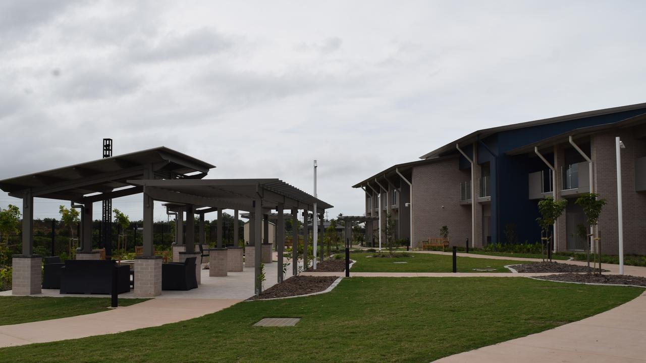 The new $30 million Ozcare Mckay Aged Care facility includes landscaped gardens. The garden area of the specialised dementia care wing includes paths and grasses with different textures, as well as a clothesline and a mailbox. Picture: Heidi Petith