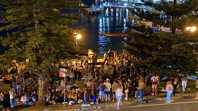 A photograph, taken by a resident, of a crowd in East Esplanade Park on a Friday night. Picture: Supplied