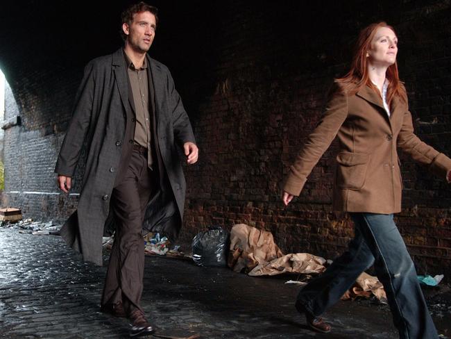 Dystopia ... Clive Owen and Julianne Moore in scene from the film version of James’ book Children of Men. Picture: Supplied