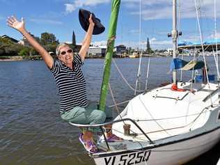 Maxine Cowie, 59, is sailing from Cooktown to Coffs Harbour after undertaking brain surgery and overcoming ovarian cancer. Picture: Patrick Woods