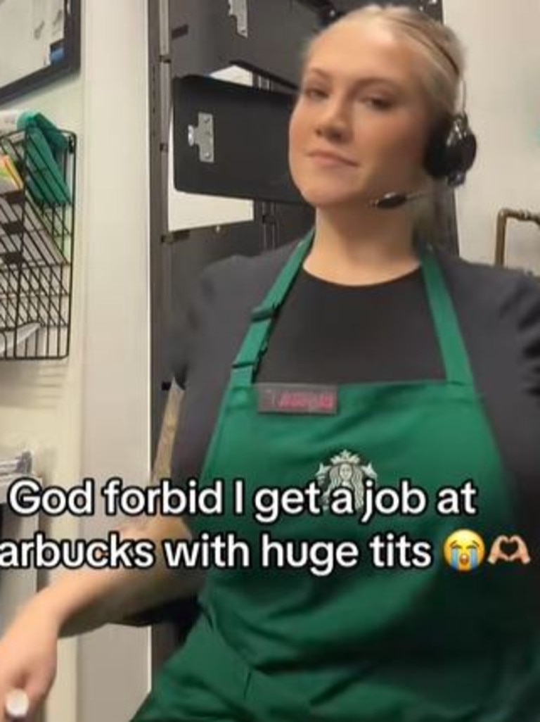 “God forbid I get a job at Starbucks with huge tits,” she joked. Picture: TikTok/fisherelyssa12