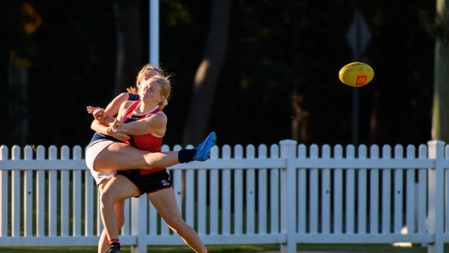 Sharks Annie Wallace attempts a smother last season.