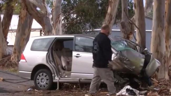 A 16-year-old boy has died following a serious crash at Lake Plains this morning, 9th April 2023. Picture: 7NEWS