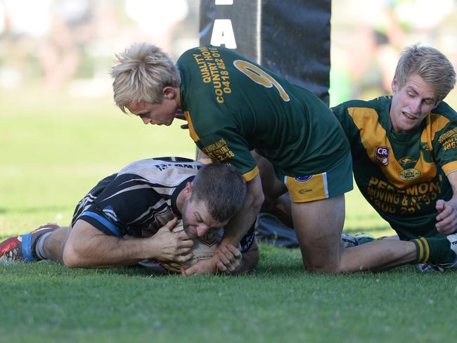 Kiel Shephard powers over to score in the second half. Picture: Ian Svegovic