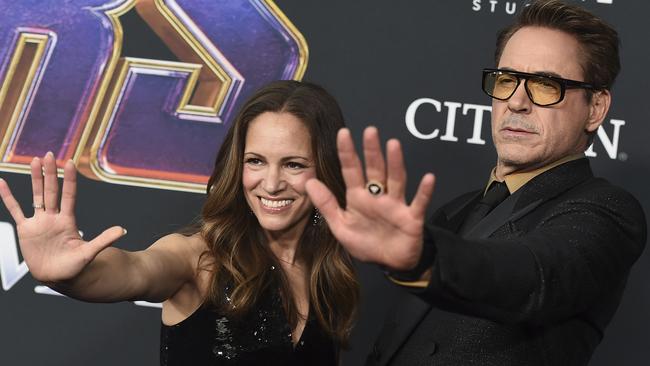 Susan Downey and Robert Downey Jr. at the premiere of Avengers: Endgame in LA. Picture: AP