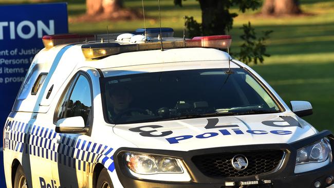 Police leave the Malmsbury Youth Justice Centre Picture: Rob Leeson.