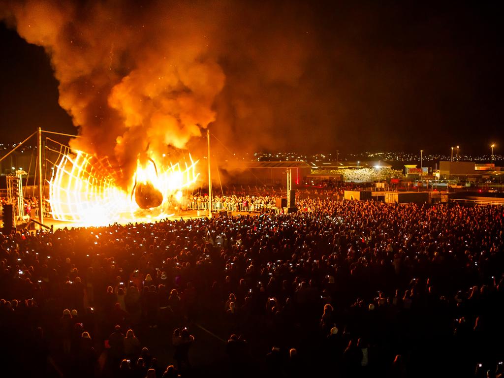 The Burning of the Ogoh-Ogoh draws a crowd. Picture: Dark Mofo/Jesse Hunniford