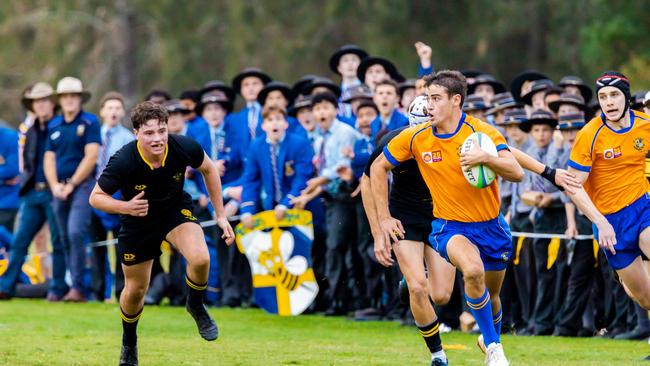 Tobias Graham scored one of the best tries this season against St Laurence’s in round six. Picture: Denver Jenson.