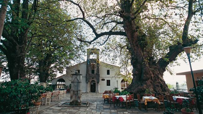 Church and cafe at Mount Pelion.