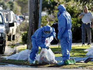 Specialist asbestos clean-up crews at work in Lennox Head, clearing away the hazardous material scattered by Thursday’s destructive tornado. Picture: Jay Cronan, Lismore Northern Star