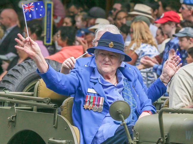 Janet Noack in Brisbane for the 2023 ANZAC Day March.Picture: NCA NewsWire / Glenn Campbell