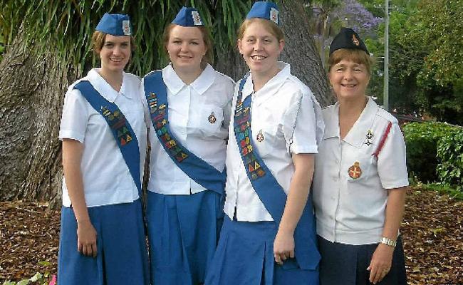 Queens recipients 2011 Amelia Holmes, Jemima Wixted and Emma Clarke with Captain Noela Ensbey. . Picture: Kirstin Payne