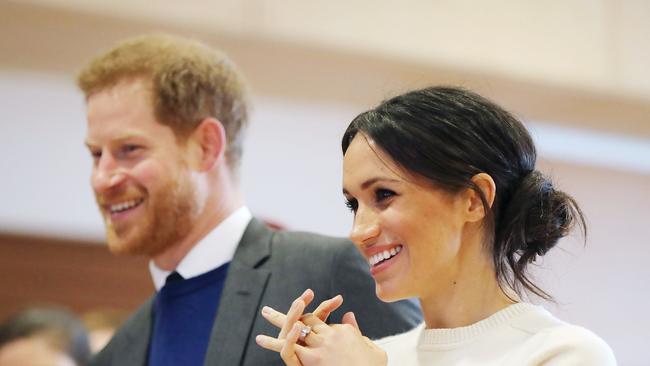 Prince Harry and Meghan Markle during a visit to Northern Ireland. Picture: AFP/Niall Carson