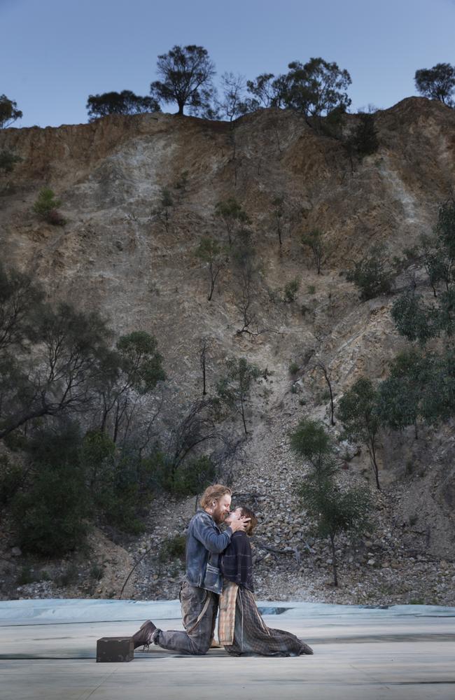 Nathaniel Dean and Georgia Adamson performing during The Secret River at Anstey Hill Quarry. Picture: Shane Reid