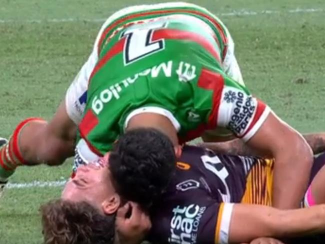 It's amazing Reece Walsh didn't present with hickies after this tender moment. Photo: NRL, Fox League.