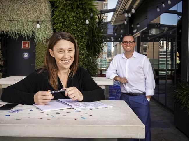 Jobkeepers Program - Majestic Hotels CEO Eoin Loftus with General Manager Samantha Ainslie at the Frome Road CBD hotel Tuesday March 31, 2020 - pic AAP/MIKE BURTON