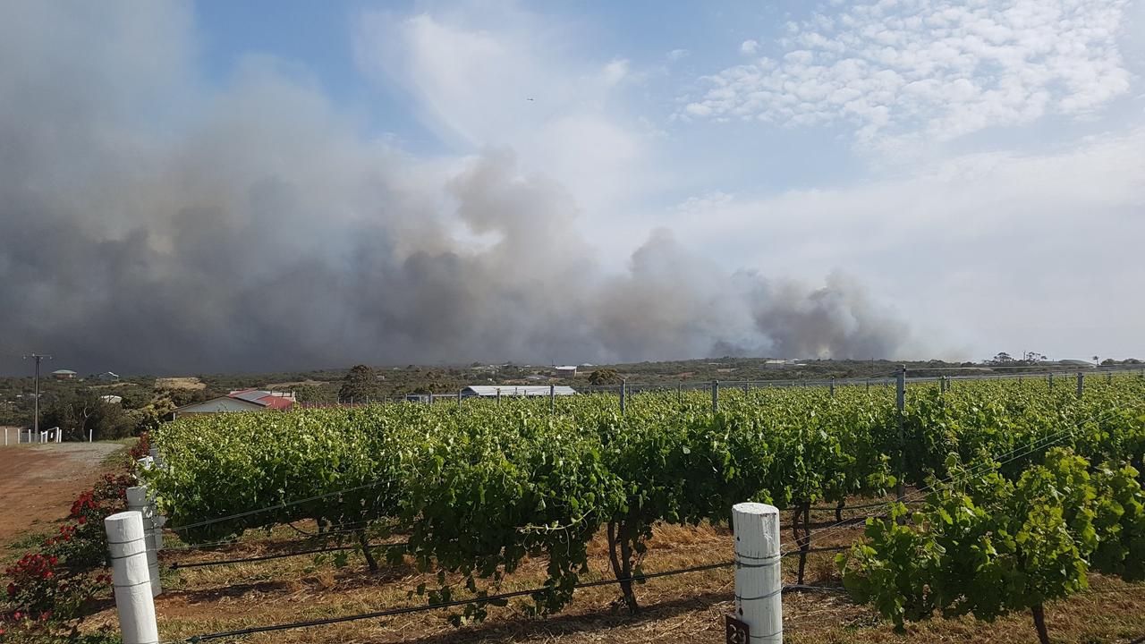 Smoke over Port Lincoln from the Duck Ponds fire. Picture: Tom Rush