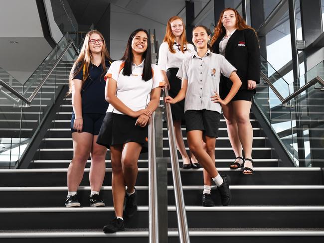 School captains Michelle Abel, Jemima Fernandes, Phoebe Porter, Georgia Campbell and Kate Burt are leading the way for their peers. Picture: Katrina Bridgeford