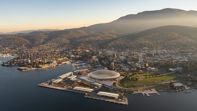 Renders of Macquarie Point stadium. Picture: Cox Architecture.